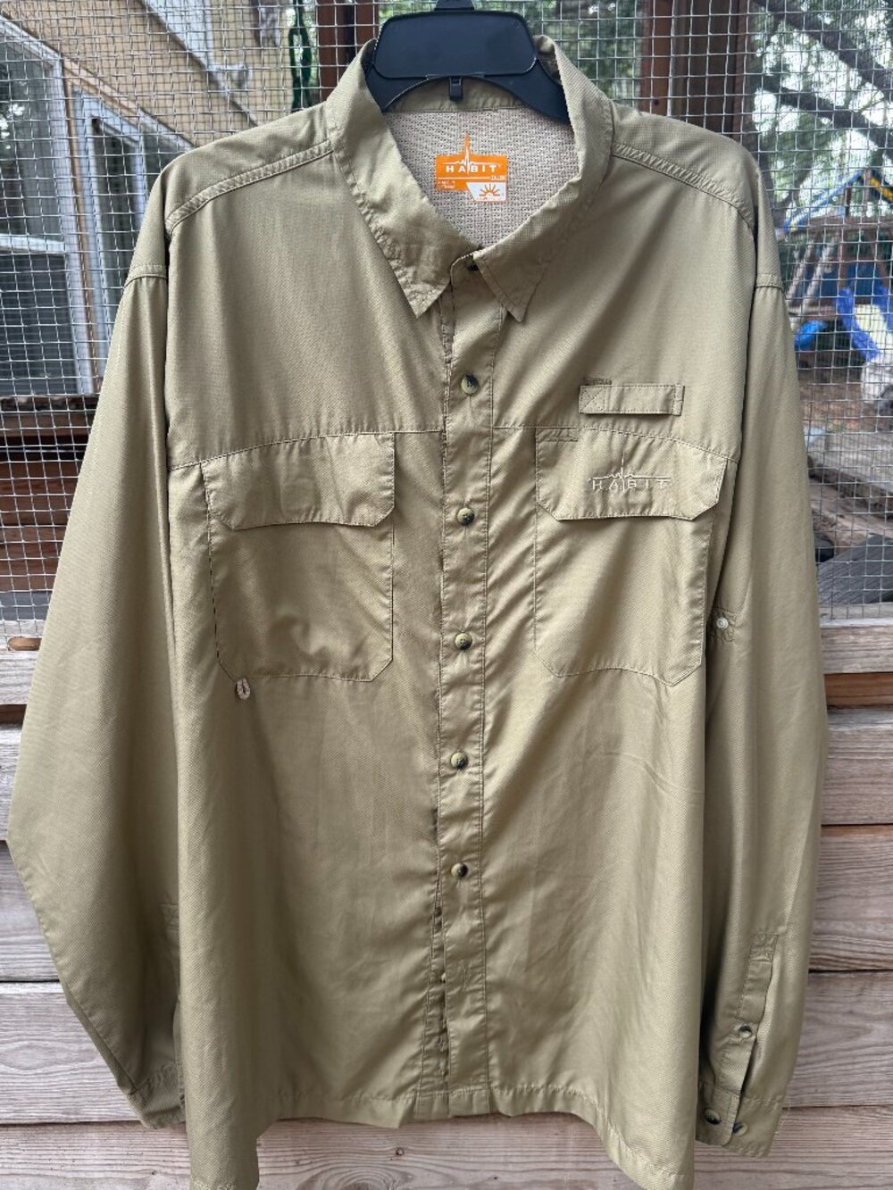 Habit Solar Factor Long Sleeve Fishing Shirt Men's 2XL Khaki Green Outdoor
